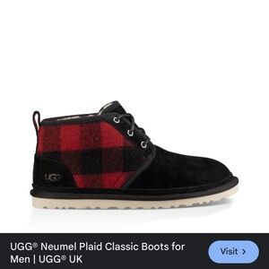 UGG Neumel Plaid Black Suede Boots with Leather Lace Fleece Lining size  US 5.